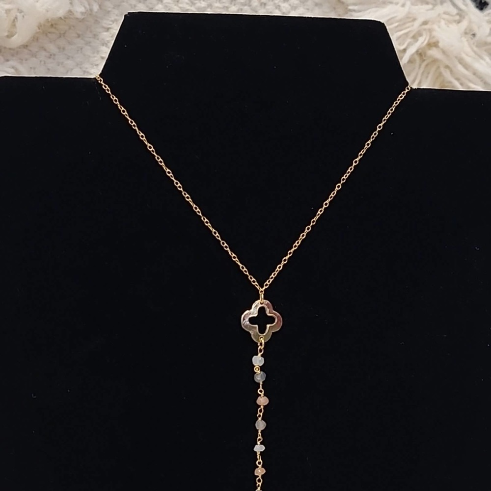 LaSoula Gold Plated Sterling Silver Y Drop Necklace - Picture 2 of 6